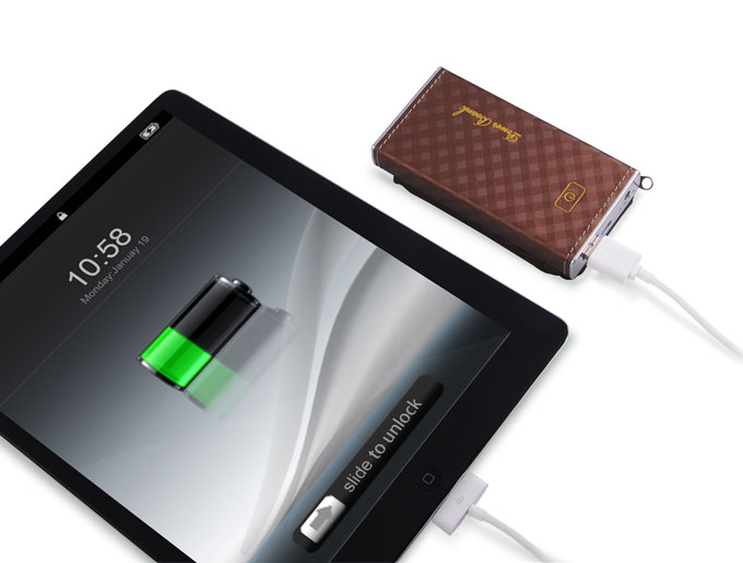 PU case power bank charging iPad